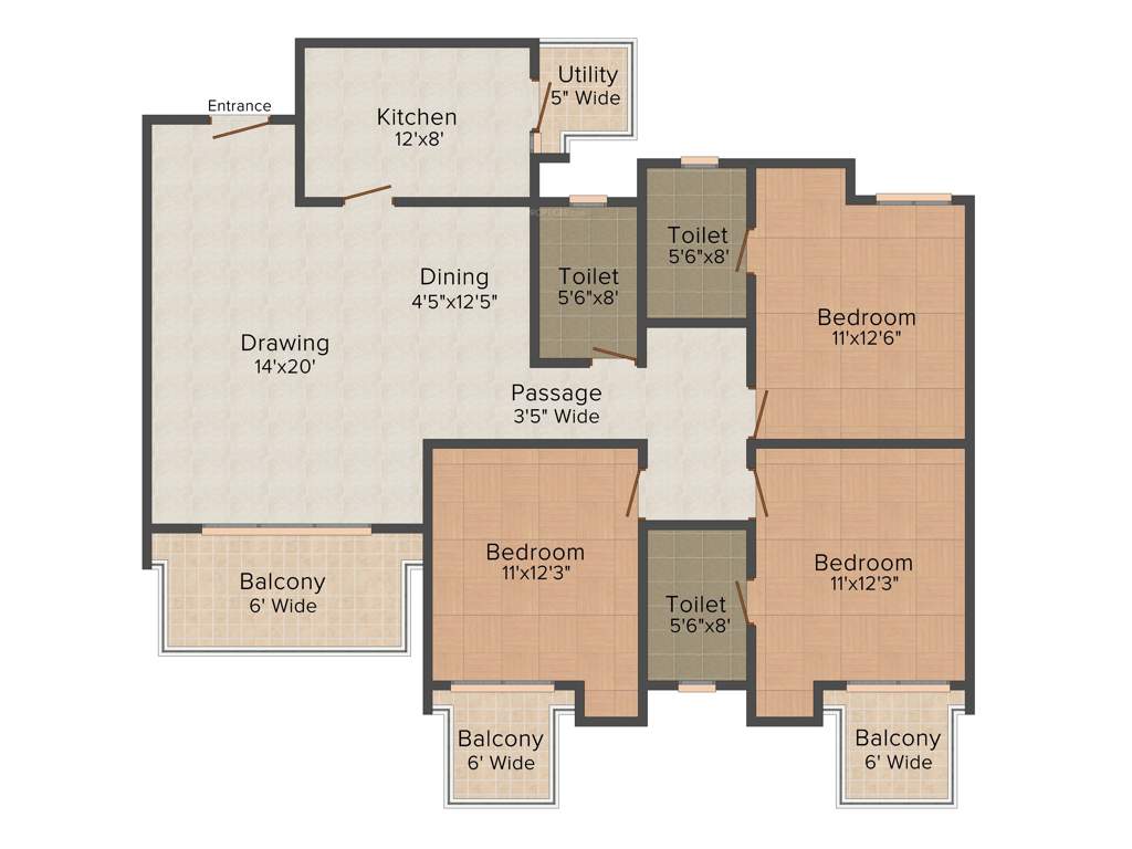 Ansal The Fernhill (3BHK+3T (1,880 sq ft) 1880 sq ft)