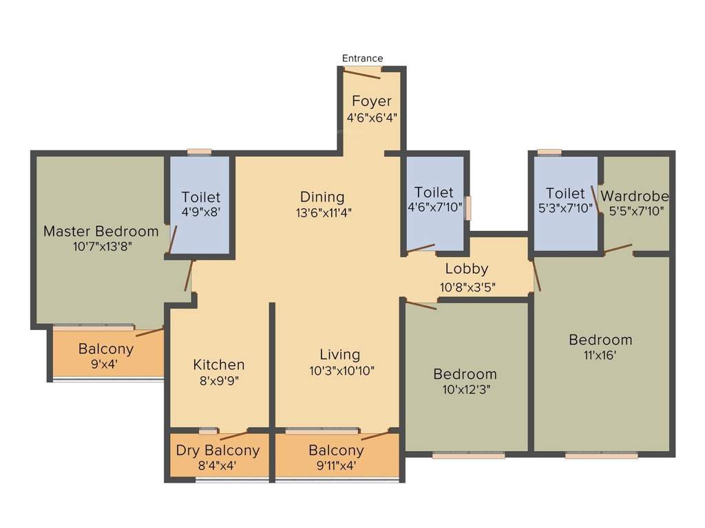 Ankur Palm Springs (3BHK+3T (1,575 sq ft) 1575 sq ft)
