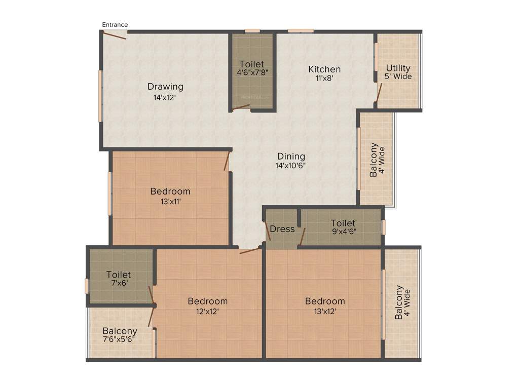 Sekhar Casa Bianca (3BHK+3T (1,570 sq ft) 1570 sq ft)