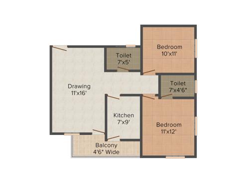 Regal Town (2BHK+1T (667 sq ft) 667 sq ft)