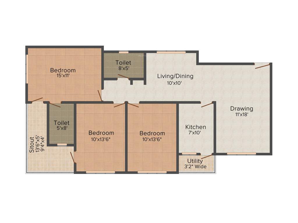 Regal Town (3BHK+2T (1,035 sq ft) 1035 sq ft)