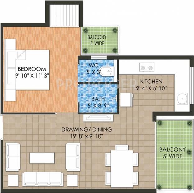 Raheja Krishna Housing Scheme (1BHK+1T (426 sq ft) 426 sq ft)