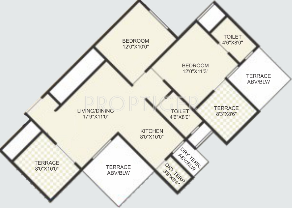 Jhamtani Ace Almighty (2BHK+2T (1,135 sq ft) 1135 sq ft)