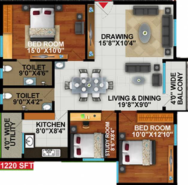 Sekhar Olympus (2BHK+2T (1,220 sq ft)   Study Room 1220 sq ft)