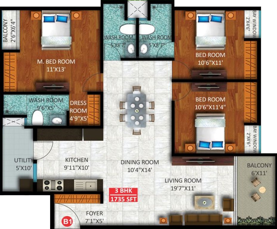 Sekhar Olympus (3BHK+3T (1,735 sq ft) 1735 sq ft)