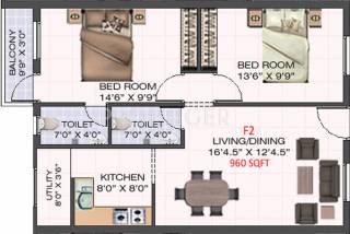 RKN Sri Raksha (2BHK+2T (960 sq ft) 960 sq ft)
