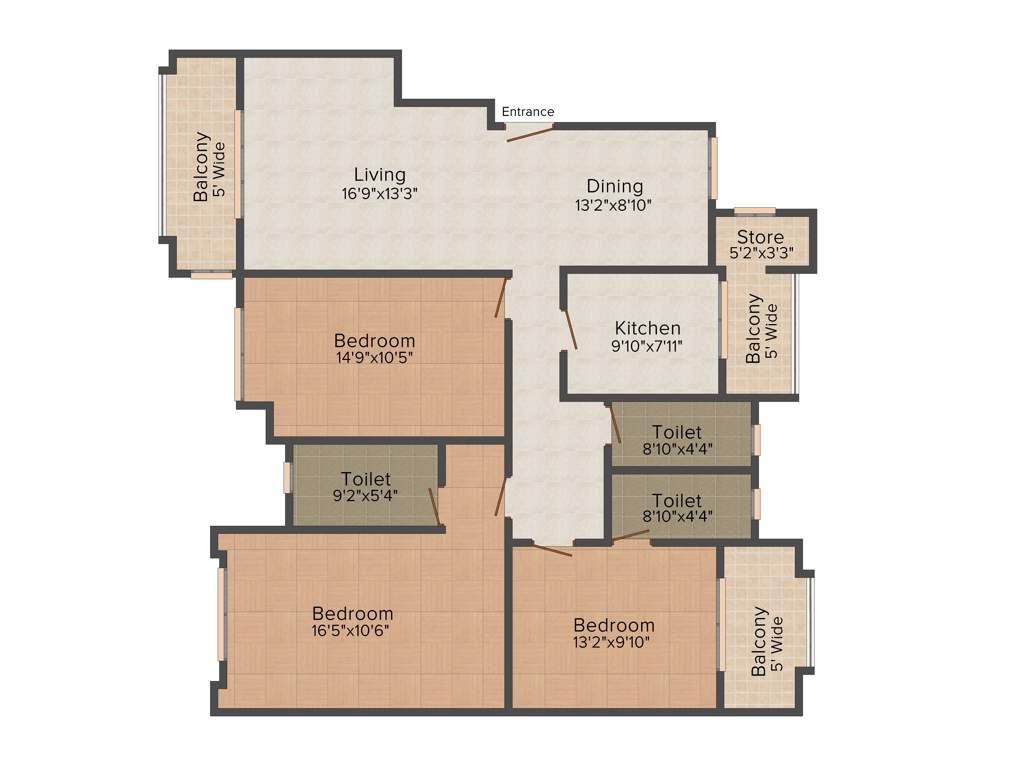 Risara Prudential Paradise (3BHK+3T (1,582 sq ft) 1582 sq ft)