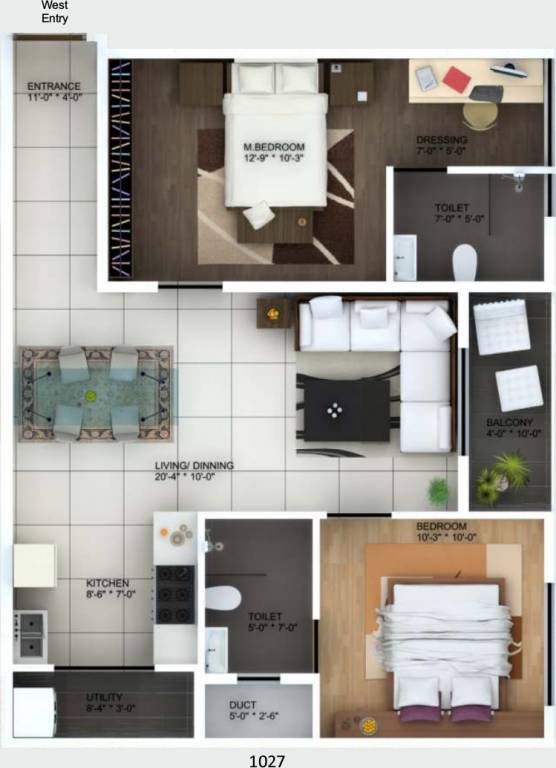 Vivansaa Aurigaa (2BHK+2T (1,027 sq ft) 1027 sq ft)