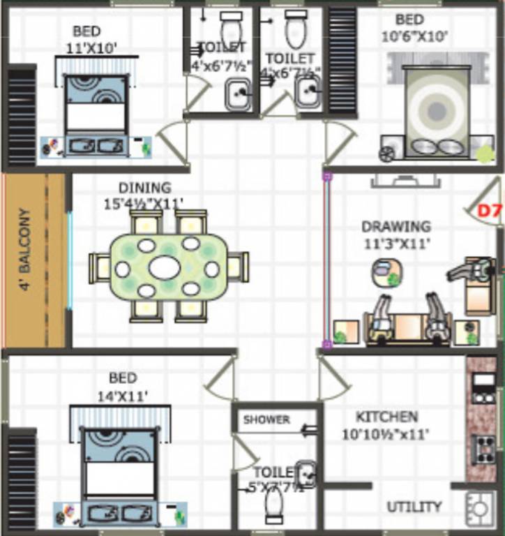 Sruthika Springfields (3BHK+3T (1,404 sq ft) 1404 sq ft) Sruthika Springfields (3BHK+3T (1,404 sq ft) 1404 sq ft)