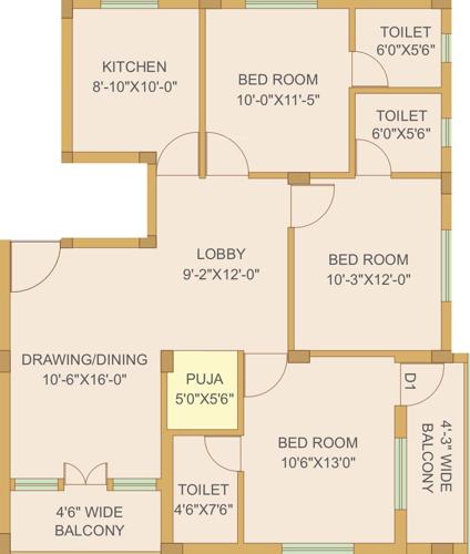 Bhavishya Aanchal Homes (3BHK+3T (1,569 sq ft) + Pooja Room 1569 sq ft)