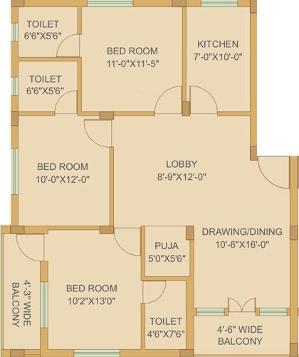 Bhavishya Aanchal Homes (3BHK+3T (1,613 sq ft) + Pooja Room 1613 sq ft)