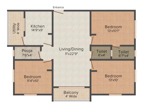 SVC Belinda (3BHK+2T (1,290 sq ft) 1290 sq ft)