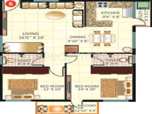 Srimitra Lotus (2BHK+2T (1,195 sq ft) 1195 sq ft)