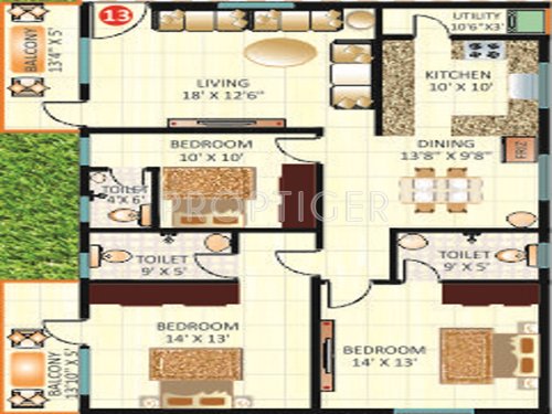 Srimitra Lotus (3BHK+3T (1,750 sq ft) 1750 sq ft)