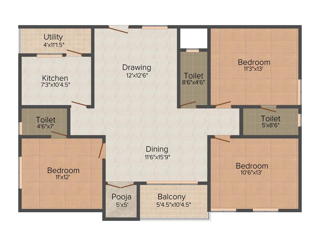 Swasudha Tree Storie (3BHK+3T (1,575 sq ft) + Pooja Room 1575 sq ft)