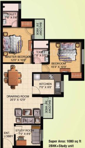 Eldeco Eden Park Apartment (2BHK+2T (1,080 sq ft) + Study Room 1080 sq ft) Eldeco Eden Park Apartment (2BHK+2T (1,080 sq ft) + Study Room 1080 sq ft)