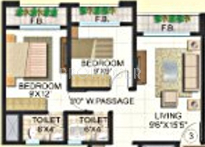 Anchor Park (2BHK+2T (864 sq ft) 864 sq ft) Anchor Park (2BHK+2T (864 sq ft) 864 sq ft)