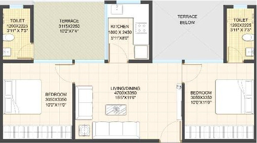 Xrbia Eiffel City Phase 2 (2BHK+2T (814 sq ft) 814 sq ft)