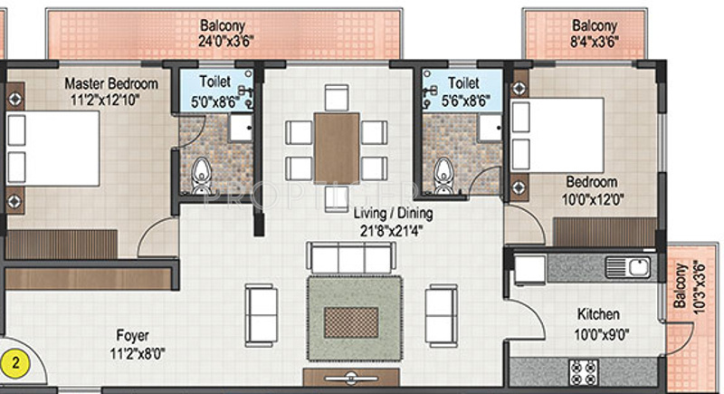 Precinct Dewans Park View (2BHK+2T (1,363 sq ft) 1363 sq ft)