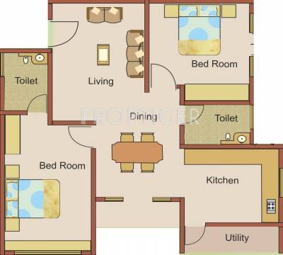 Manasa Mayura (2BHK+2T (967 sq ft) 967 sq ft)