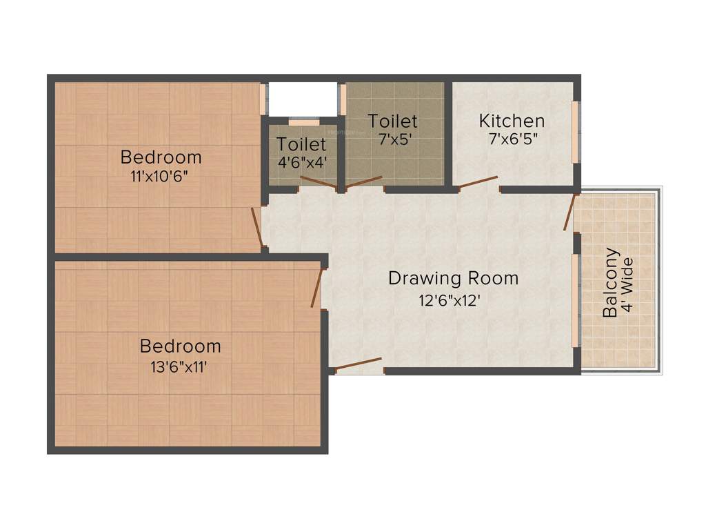 Aarvanss Royal Residency (2BHK+1T (850 sq ft) 850 sq ft)