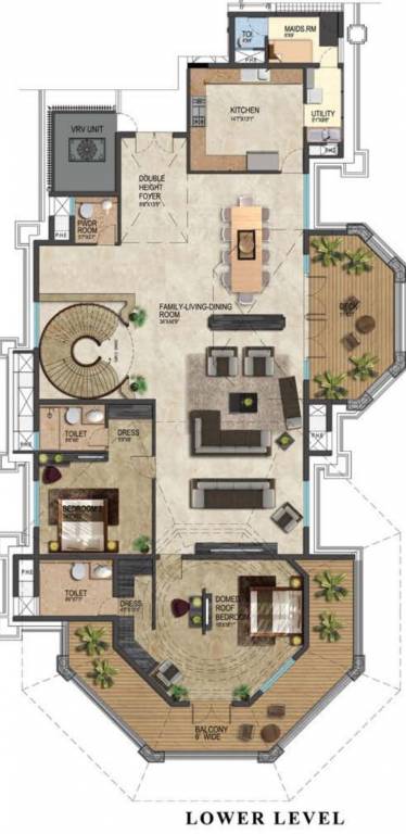 leela residences Floor Plan Lower Level Penthouse Plan