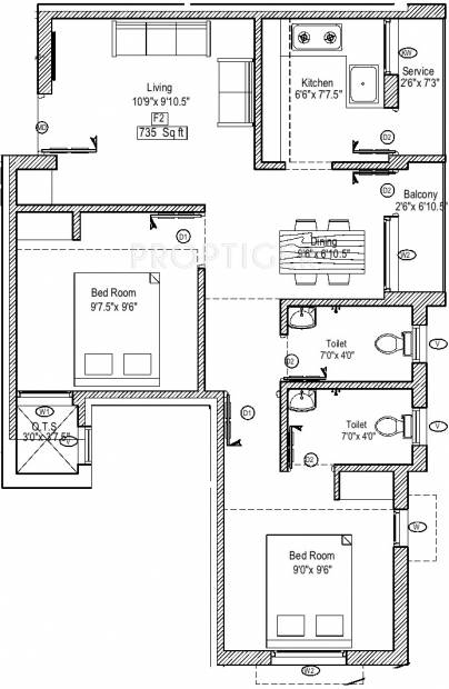 G S Garden (2BHK+2T (735 sq ft) 735 sq ft)