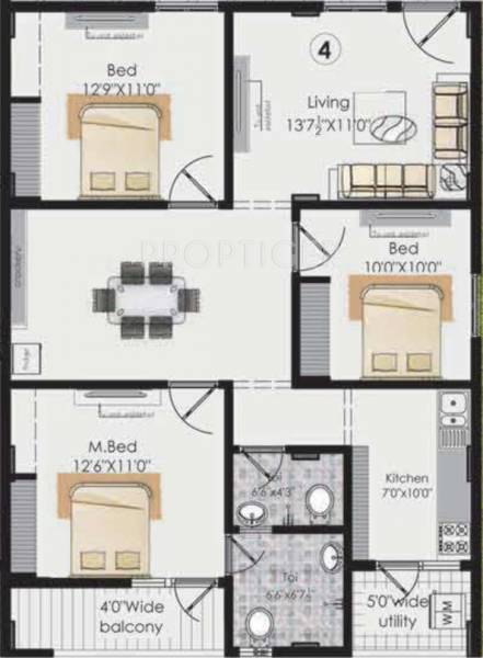 Vaishno Elite (3BHK+2T (1,300 sq ft) 1300 sq ft)