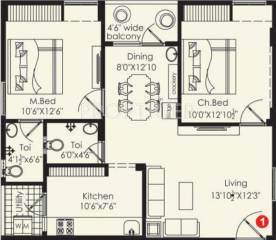 Vaishno Ramya Rays (2BHK+2T (1,005 sq ft) 1005 sq ft)