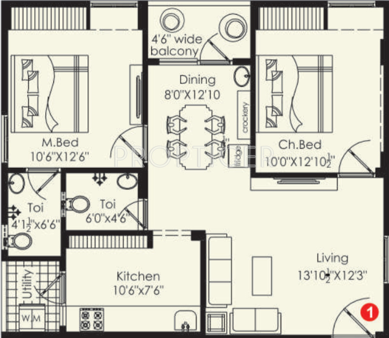 Vaishno Ramya Rays (2BHK+2T (1,005 sq ft) 1005 sq ft)
