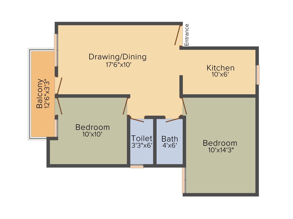 Krish City Phase 2 (2BHK+2T (800 sq ft) 800 sq ft)