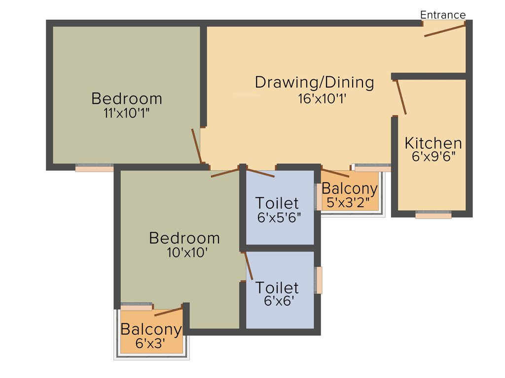 Krish City Phase 2 (2BHK+2T (815 sq ft) 815 sq ft)