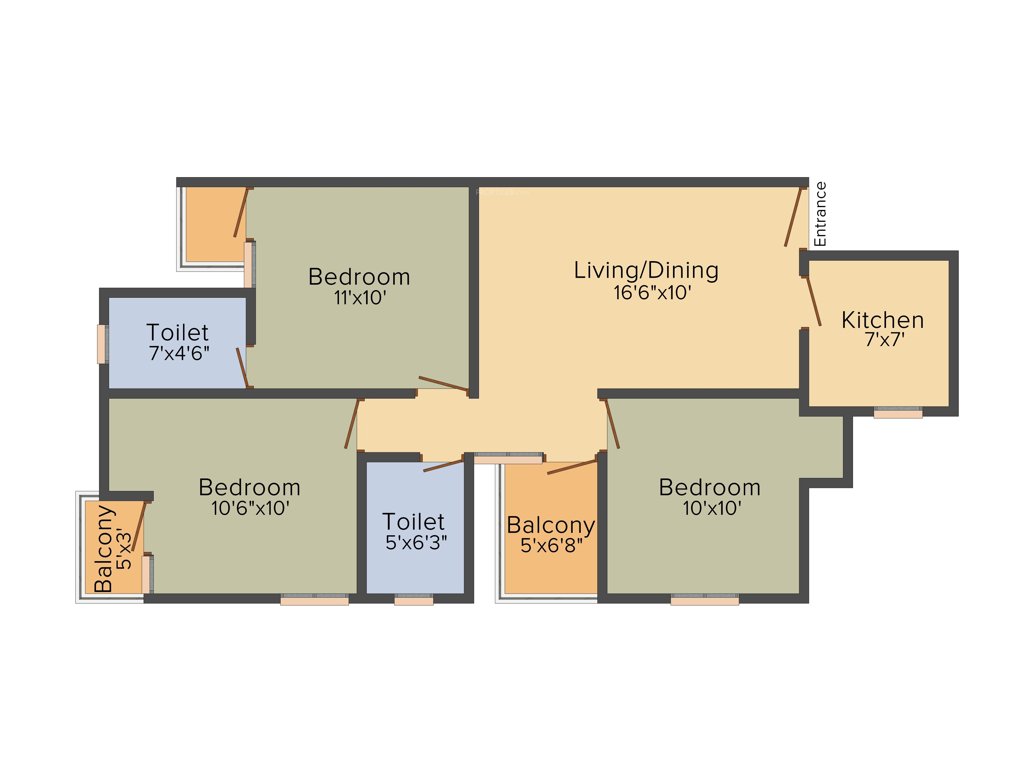 Krish City Phase 2 (3BHK+2T (1,010 sq ft) 1010 sq ft)