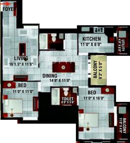 Mayflower Caladium (2BHK+2T (1,448 sq ft) 1448 sq ft)