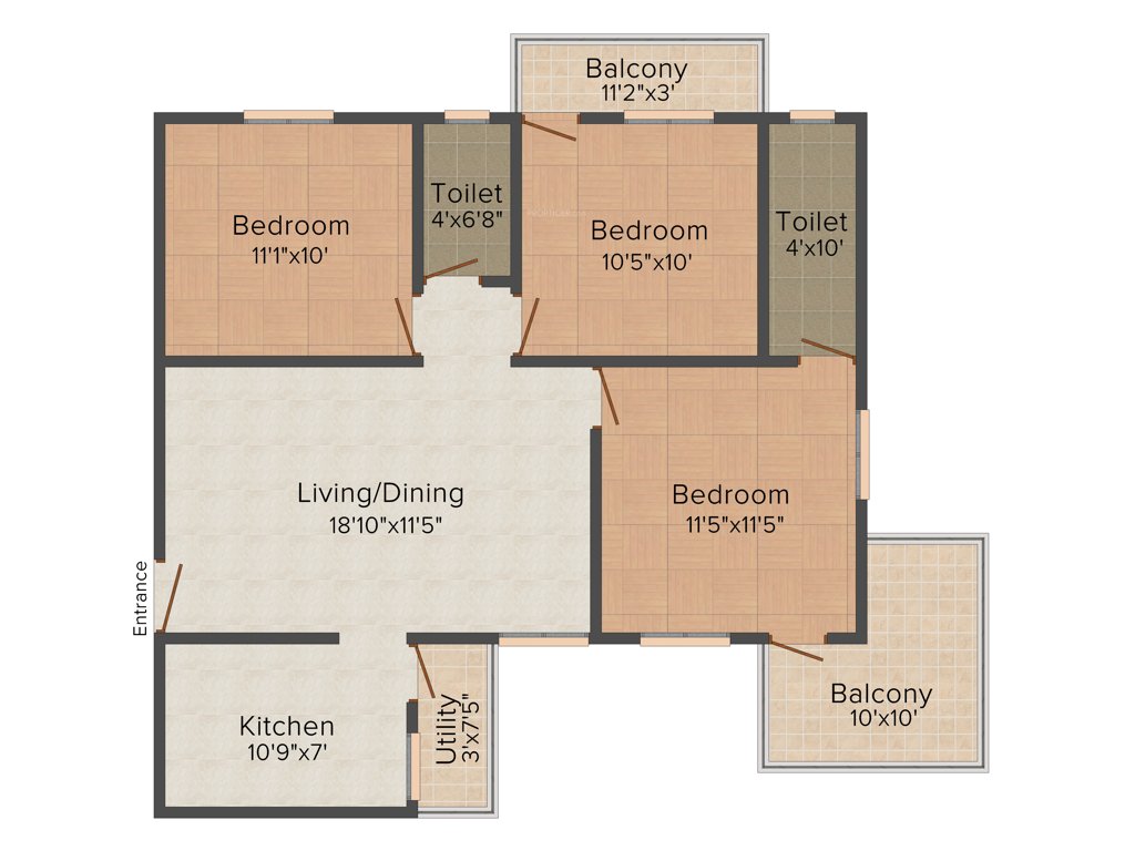 Bharath Citi Square (3BHK+2T (1,150 sq ft) 1150 sq ft)