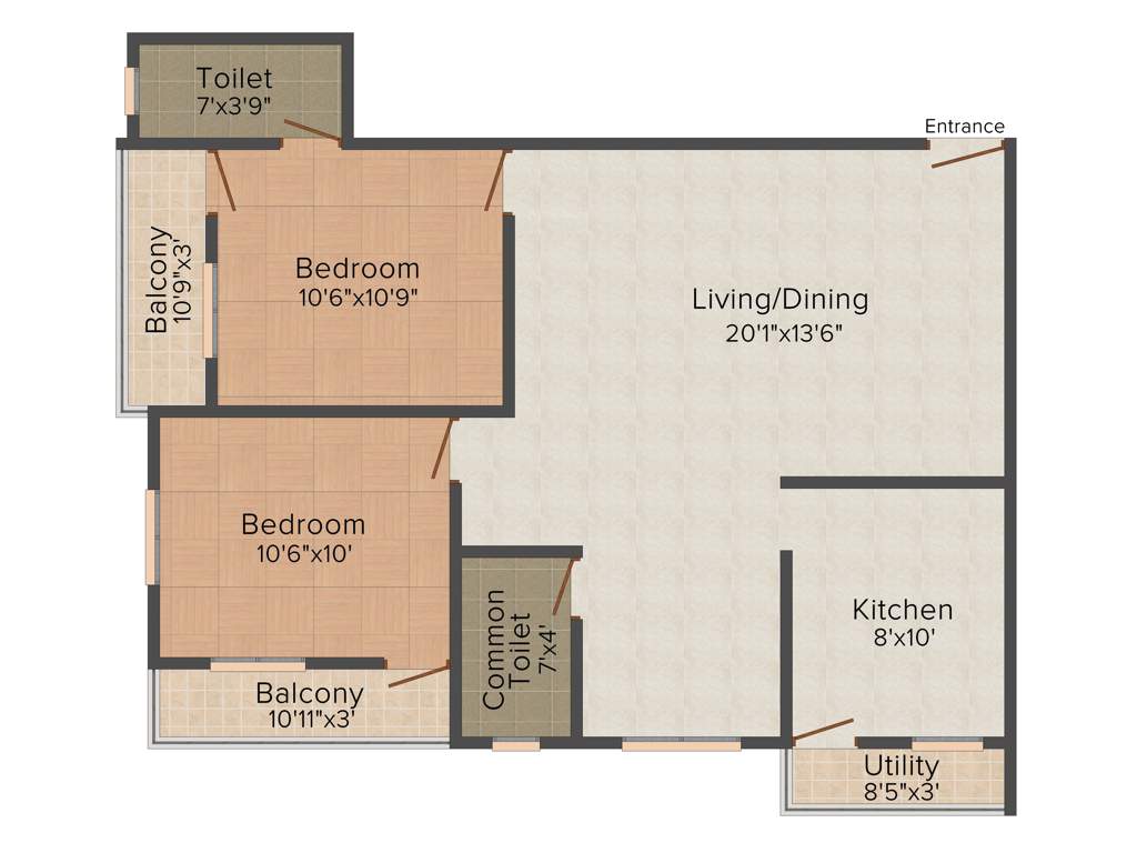 Bharath Citi Square (2BHK+2T (1,100 sq ft) 1100 sq ft)