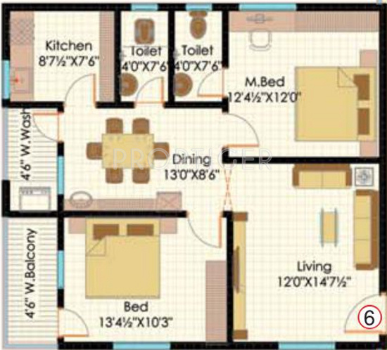 Sukhibhava Brindavanam Apartments (2BHK+2T (1,090 sq ft) 1090 sq ft)
