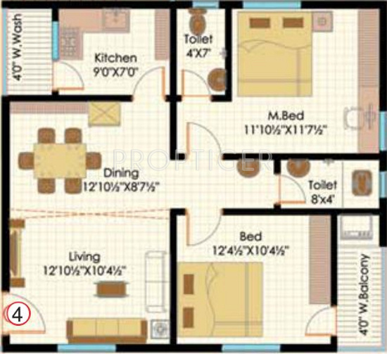 Sukhibhava Brindavanam Apartments (2BHK+2T (1,060 sq ft) 1060 sq ft)