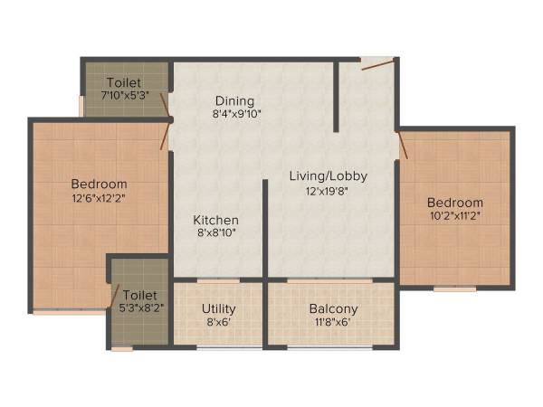Brigade Deodar (2BHK+2T (1,360 sq ft) 1360 sq ft)