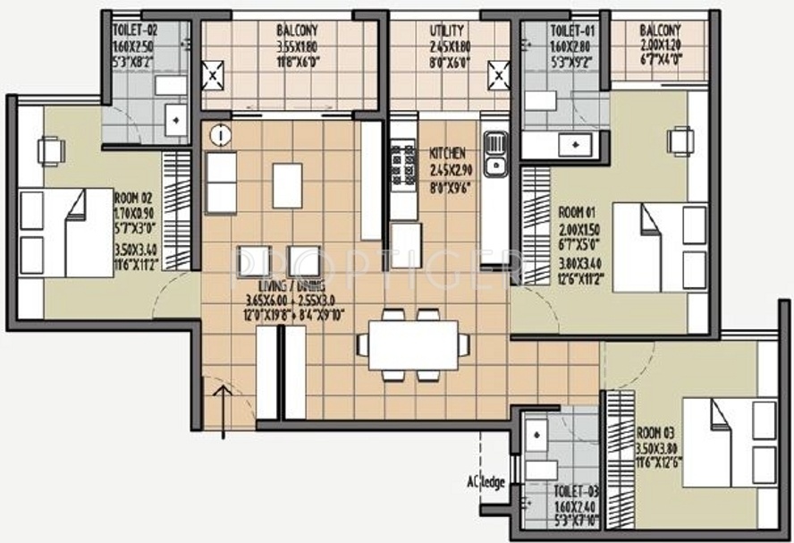 Brigade Deodar (3BHK+3T (1,700 sq ft) 1700 sq ft) Brigade Deodar (3BHK+3T (1,700 sq ft) 1700 sq ft)