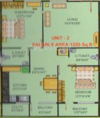 Floor Plan (2BHK+2T (1,255 sq ft) 1255 sq ft) i1 SS Elizaa Floor Plan (2BHK+2T (1,255 sq ft) 1255 sq ft)