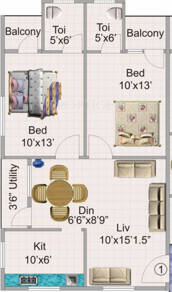 KR Geethanjali Mini (2BHK+2T (945 sq ft) 945 sq ft)