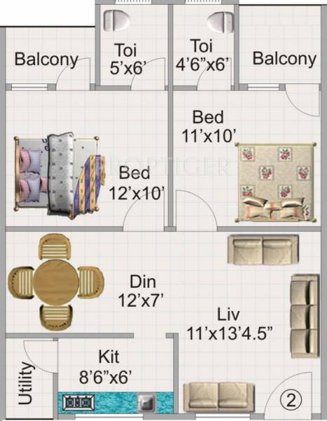 KR Geethanjali Mini (2BHK+2T (900 sq ft) 900 sq ft)