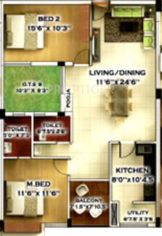 Royal Skyline (2BHK+2T (1,239 sq ft) 1239 sq ft)