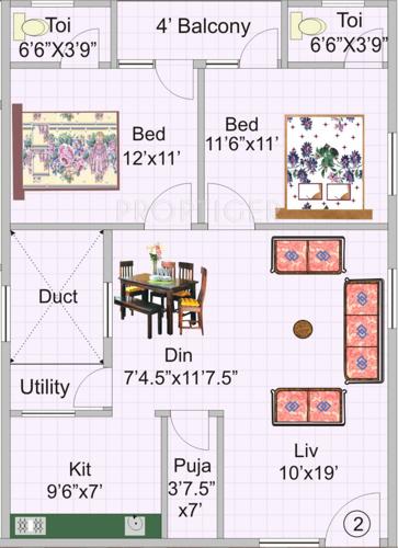KR Geethanjali Gardens (2BHK+2T (1,030 sq ft) 1030 sq ft)