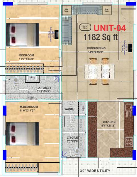 Epitome Comforts (2BHK+2T (1,182 sq ft) 1182 sq ft)