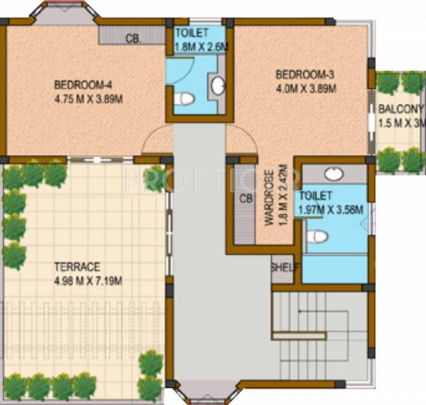 Highland Villas (4BHK+2T (2,754 sq ft) 2754 sq ft)