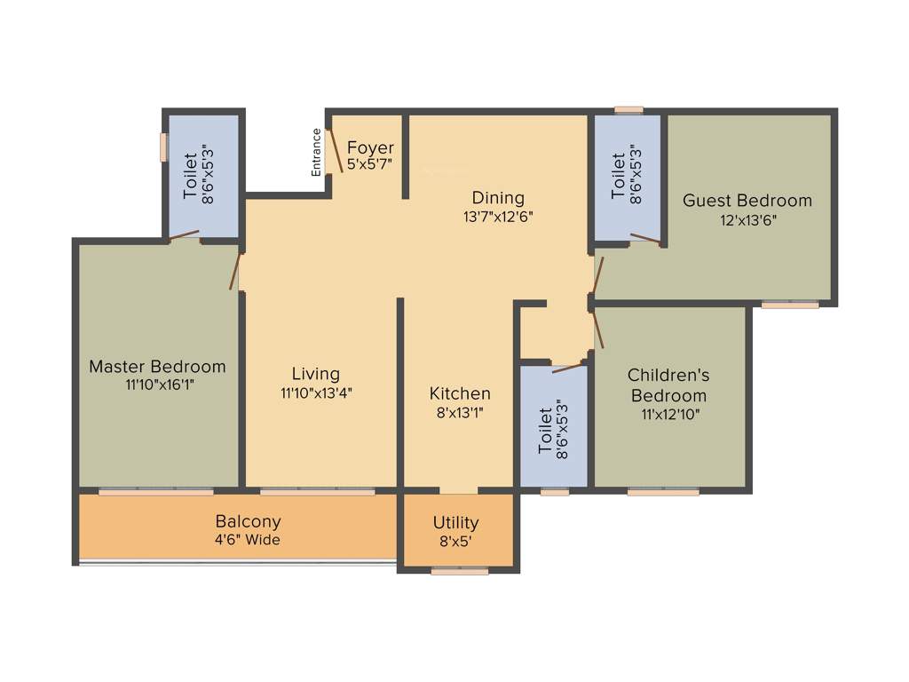 Salarpuria Sattva Aspire (3BHK+3T (1,902 sq ft) 1902 sq ft)