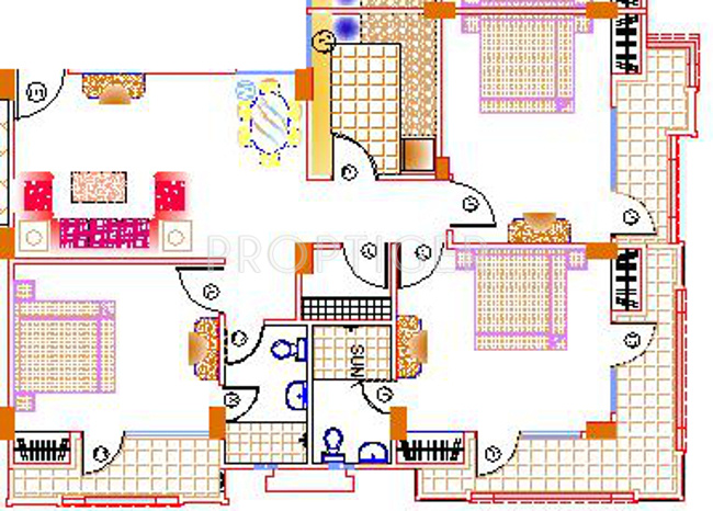 Galaxy Real Estate Shivalik Sai Siddhi Floor Plan (3BHK+3T)