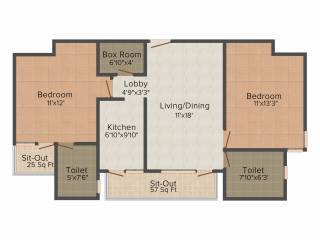 Vipul Gardens (2BHK+2T (1,155 sq ft) 1155 sq ft) Vipul Gardens (2BHK+2T (1,155 sq ft) 1155 sq ft)